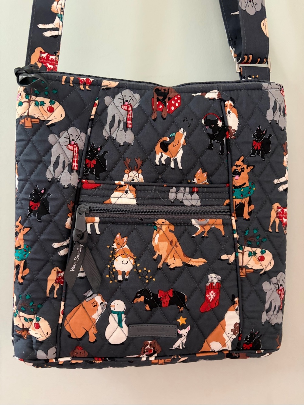 NWOTVera Bradley Quilted Crossbody Bag Holiday Dogs Print